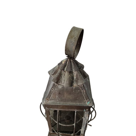 Image 1 of Antiek Frans koperen kaarsen lantaarn, eind 19e eeuw