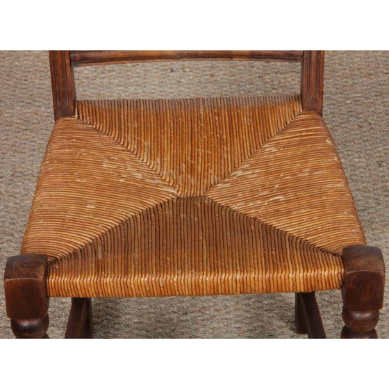 Image 1 of Ensemble de 8 chaises paillées en bois massif, 1940