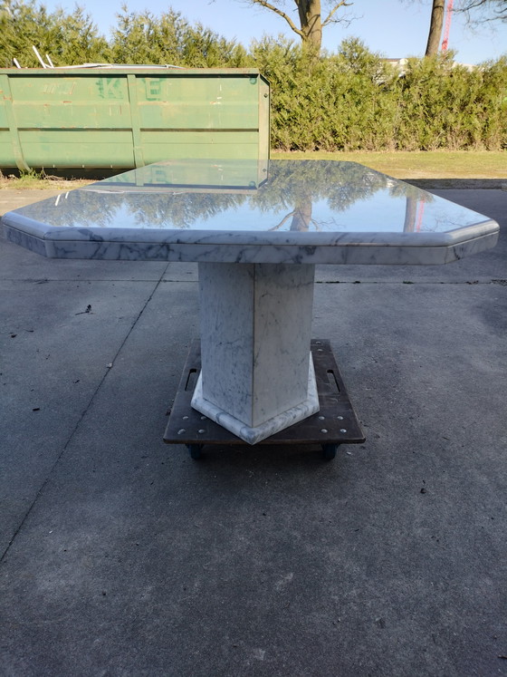 Image 1 of Carrera Marble Dining Table 180x90 cm – Designer Table – Black/White “Italian design style / presumably Italian made.”