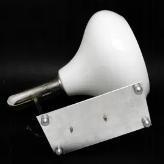 Postmoderne wandlamp, Polen, jaren 70, Wandlampen, Glas, Metaal, Zilver (foto 4 van 7)