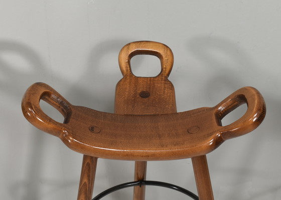 Image 1 of 4x Eiche Barhocker im Stil von Sergio Rodrigues 1970er Jahre