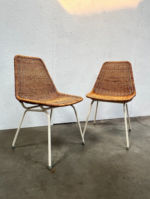 Zwei Vintage-Rattanstühle, Dirk van Sliedregt, 1960er Jahre