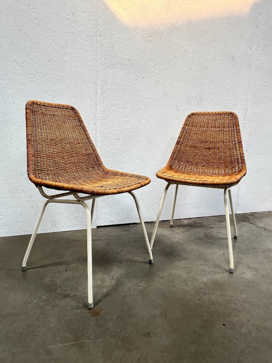 Image 1 of Tweetal vintage rotan stoelen, Dirk van Sliedregt, 1960's