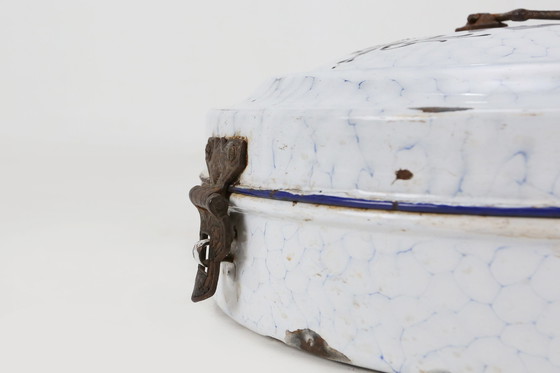 Image 1 of Seltener Emaille-Brotkasten mit Wabenmuster, Deutschland 1910er Jahre