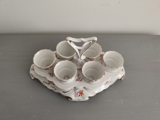 Image 1 of Set of 6 egg cups and serving tray