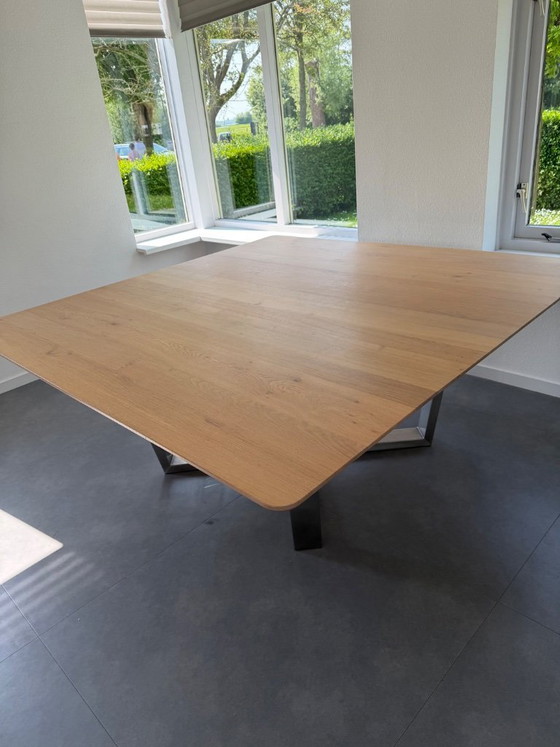 Image 1 of Solid oak whitewash dining table