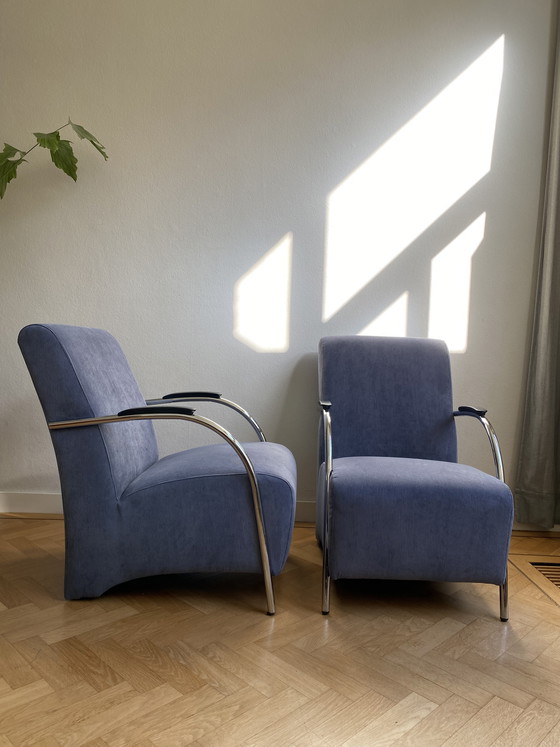 Image 1 of Woood Halifax stoelen grijsblauw