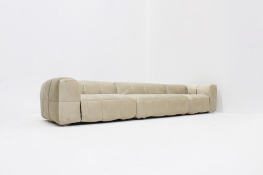Divano modulare vintage Arflex Strips in velluto beige Cini Boeri