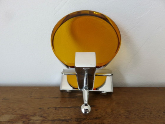 Image 1 of Wandkapstok van oranje Murano-glas en verchroomd messing, 1970