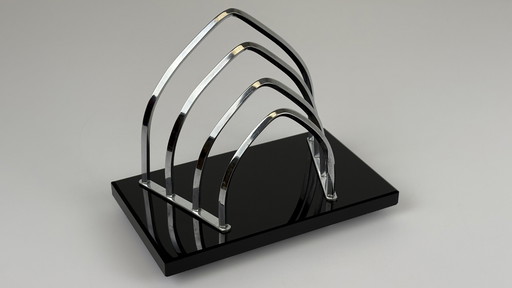 Vintage / antique letter stand envelope holder chrome glass