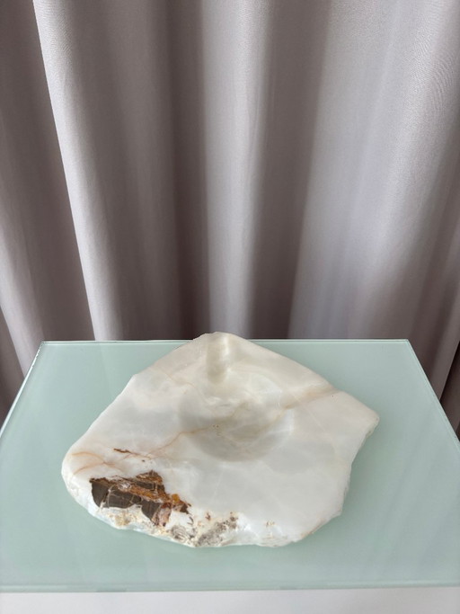 Vintage sculpturale onyx asbak/opbergbakje – zware natuursteen – schalen, Marble