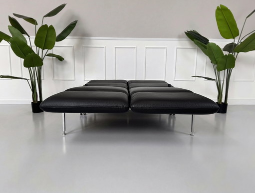 Brühl Roro Small Designer Leder Schwarz Sofa Schlafsofa
