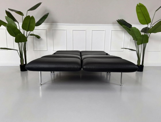 Image 1 of Brühl Roro Small Designer Leder Schwarz Sofa Schlafsofa