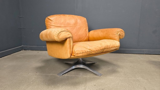 Divano De Sede DS31 in pelle color cognac, anni '70