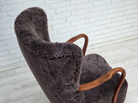 1960s, Danish armchair, reupholstered, genuine sheepskin. – Other (photo 11 of 22)