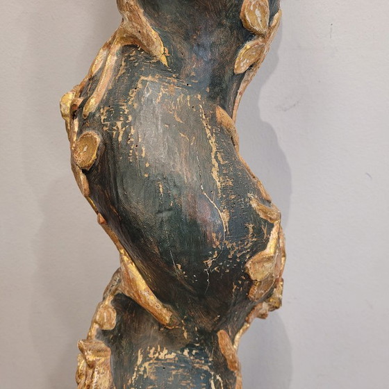Image 1 of Sculpture, carving "Solomonic Column", carved, gilded and polychromed wood, 18th century – Spain