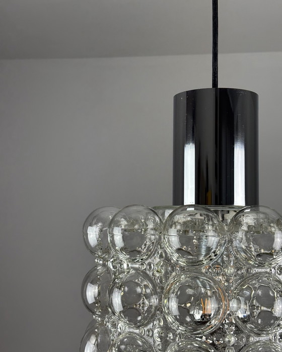 Image 1 of Années 1960, Helena Tynell pour Limburg, Lampe vintage du milieu du siècle, Verre à bulles, Suspension, Allemagne, Minimalisme, 