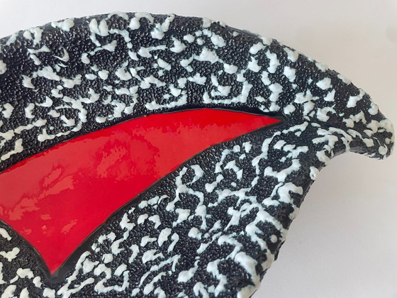 Image 1 of Vintage Vallauris foam ceramic bowl black-white-red