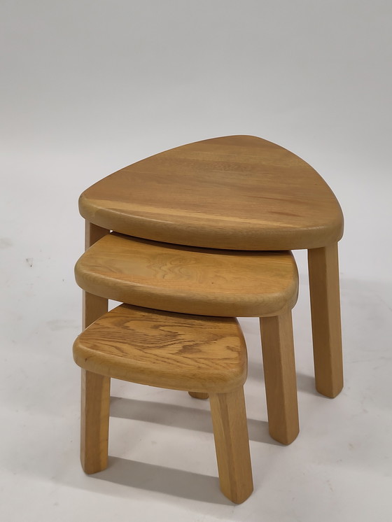 Image 1 of Tavolini brutalisti in legno di quercia