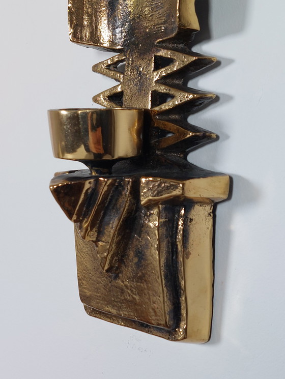 Image 1 of Vintage wandkaarsenhouder in brutalistische stijl uit het midden van de vorige eeuw