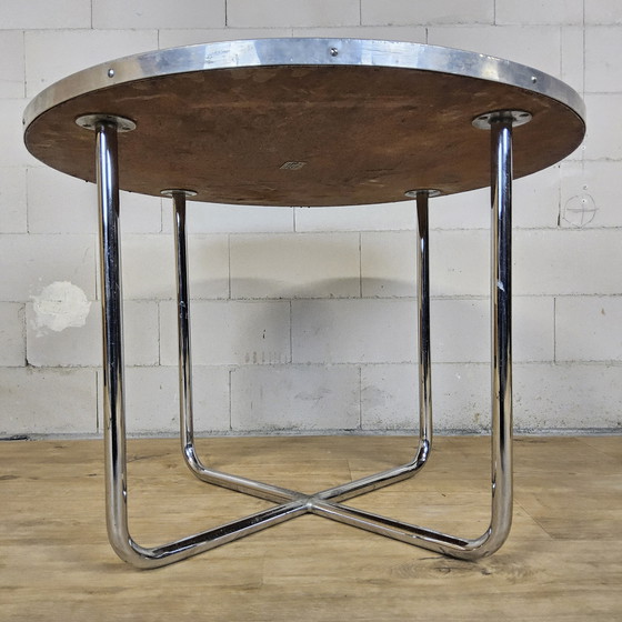 Image 1 of Table basse vintage - Ma maison Bas van Pelt (chrome et bois) table basse milieu du siècle (vers 1930)