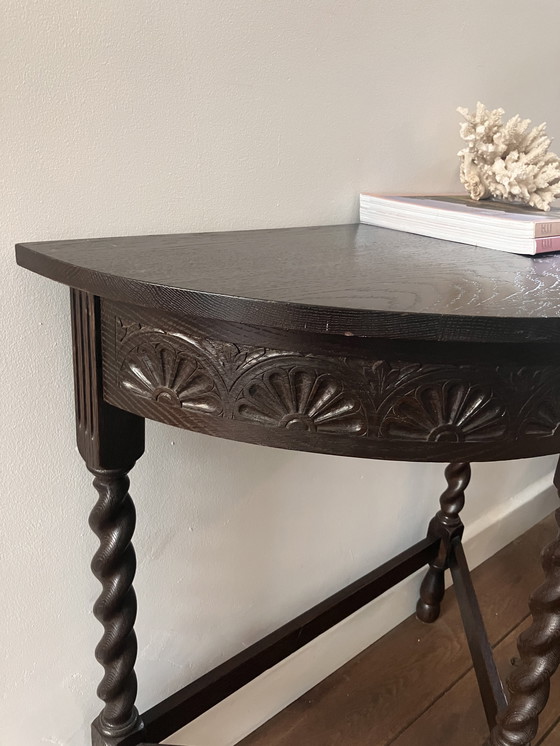 Image 1 of Tavolino laterale in legno marrone/nero antico