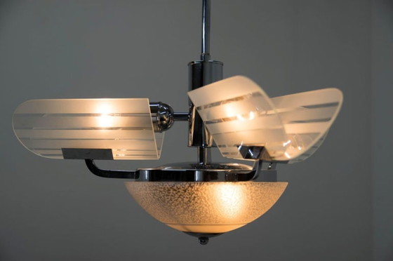 Image 1 of Lustre Art Déco rare, Tchécoslovaquie, années 1930