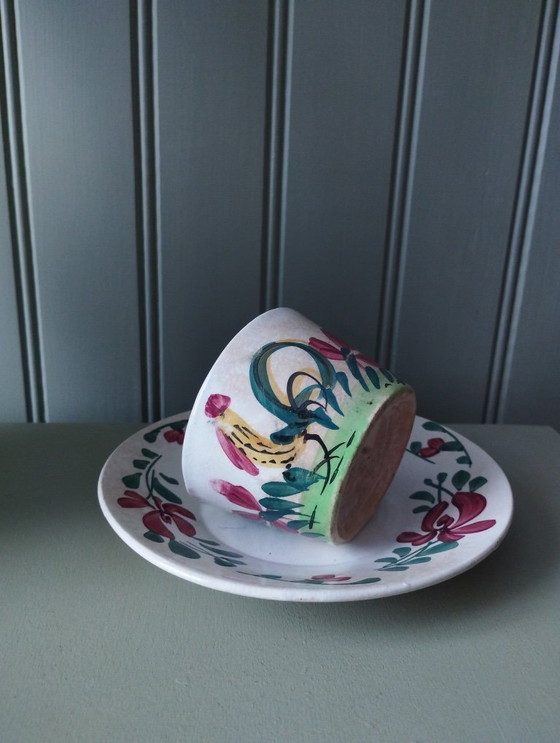 Image 1 of Tasse et sous-tasse Creil & Montereau « Coq »