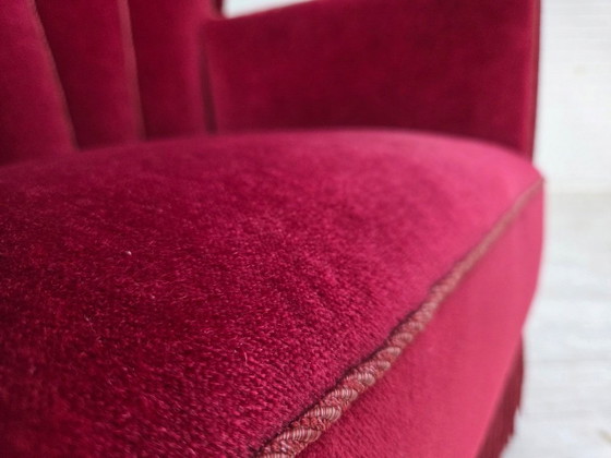 Años 60, Sillón Relax danés, Terciopelo de Mueble Rojo, Patas de Madera de Fresno. – Sillones, Velvet, Wood (photo 22 of 25)