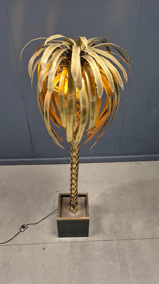 Image 1 of Messing vloerlamp in de vorm van een palmboom van Maison Jansen, jaren 70.