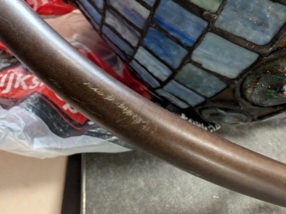 Image 1 of Bellissima lampada a sospensione Meyda Tiffany con finestre in vetro blu