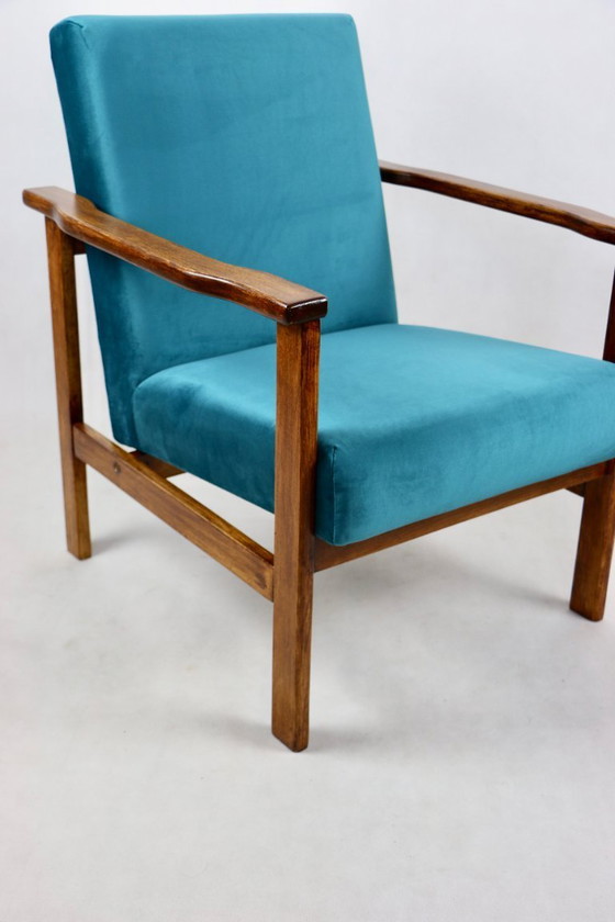Image 1 of Fauteuil Vos in Blauw Turquoise, 1970