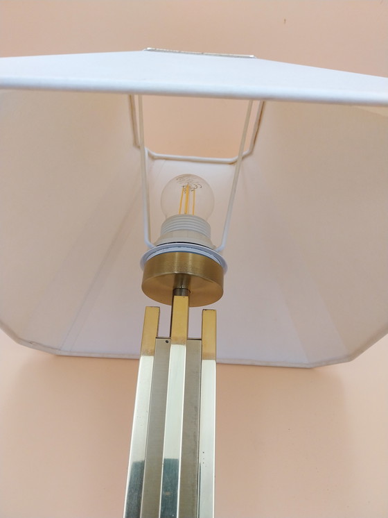 Image 1 of 1 x lampada da tavolo in ottone nello stile di Willy Rizzo DeKnudt anni '80