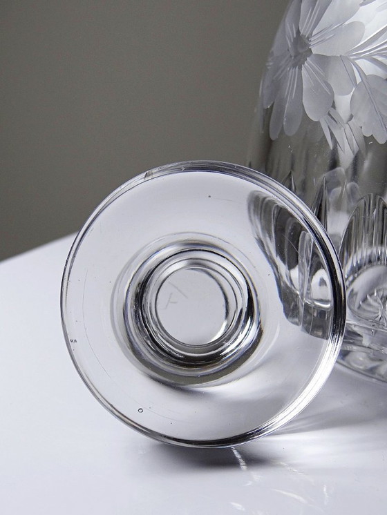 Image 1 of Antique cut and chiseled crystal decanter with floral decoration, Bohemia, 19th-20th century