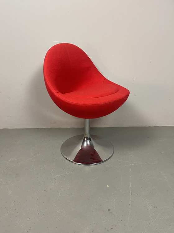 Börje Johanson felrode ‘Venus’ fauteuil/bijzetstoel. Zweden, jaren 60. Ref.: CH2007 – Johansson Design, Chrome (photo 3 of 6)
