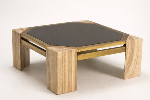 Stone and Brass Coffee Table, 1970s, Italy