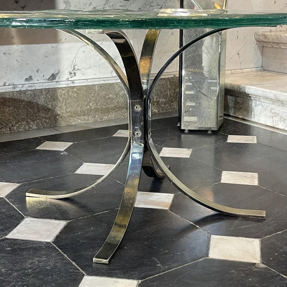 Brutalist Round Coffee Tables, 1970s, Set of 2 – Metal, Glass, Hollywood Regency (photo 17 of 17)