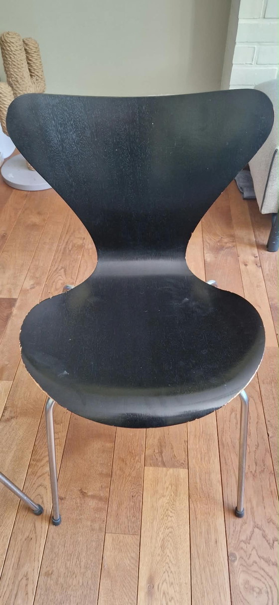 4 Vintage Fritz Hansen Designstoelen – Denemarken 1966 – Eetkamerstoelen, Wood (photo 6 of 12)