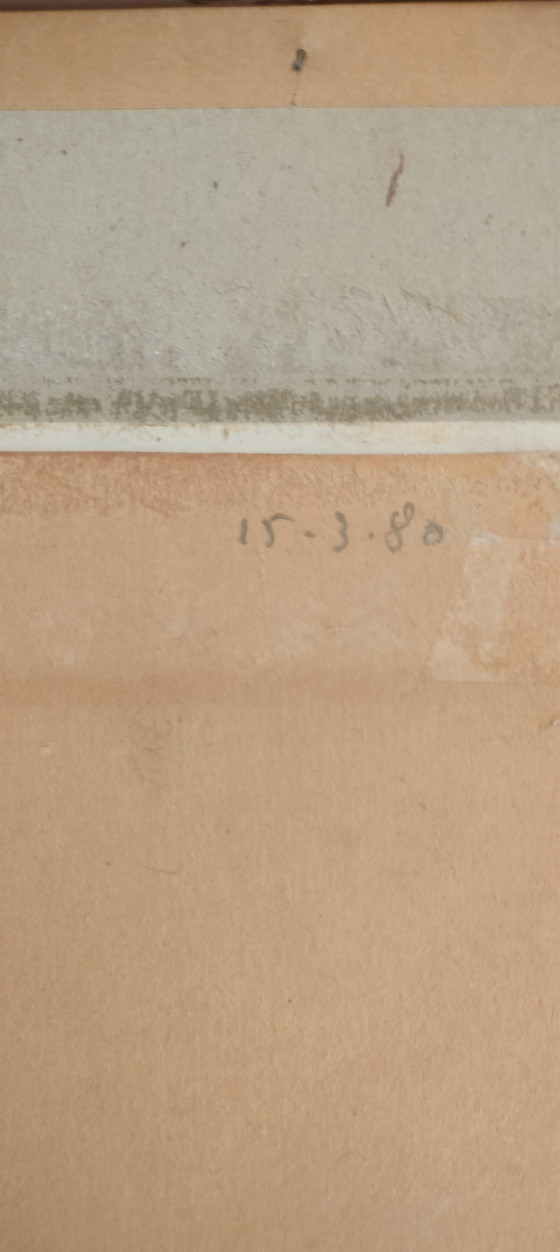 Image 1 of Charcoal drawing of a small church/chapel in Sint Anna Pede made by S. G. in 1943 and sold in 1980.