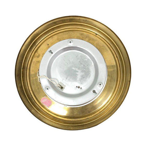 Ronde Glashütte Limburg plafondlamp uit de jaren 70, gemaakt van messing en wit glas. – Plafondlampen, Brass (photo 6 of 9)
