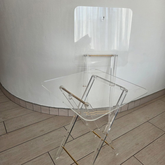 Tavolini vintage in plexiglas, Ottone, Trasparente (foto 12 di 15)