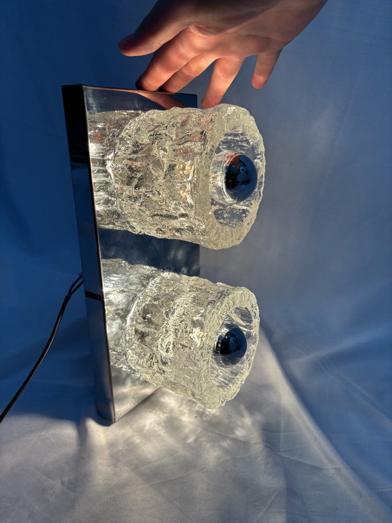 Image 1 of Vintage Peill & Putzler "Ice Glass" wandlamp jaren '70