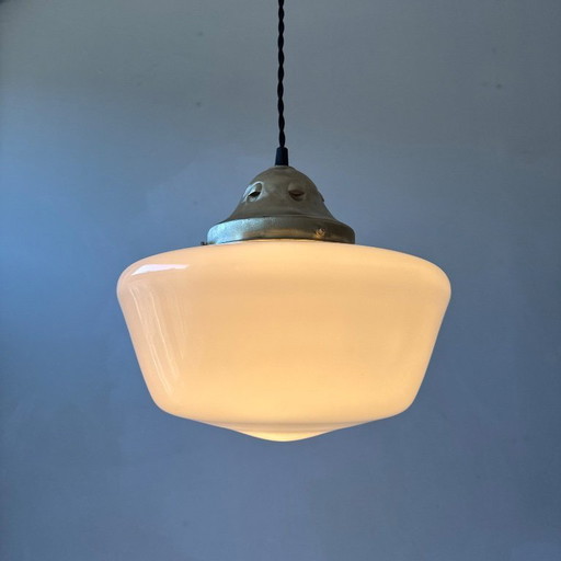 SUSPENSION ANCIENNE EN OPALINE XL 26 CM VINTAGE
