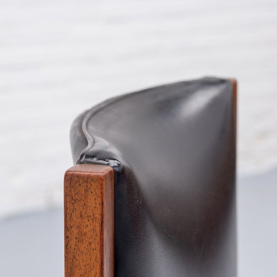Chaise de salle à manger Tito Agnoli La Linea années 60 – Chaises de salle à manger, Wood, Leather (photo 9 of 12)