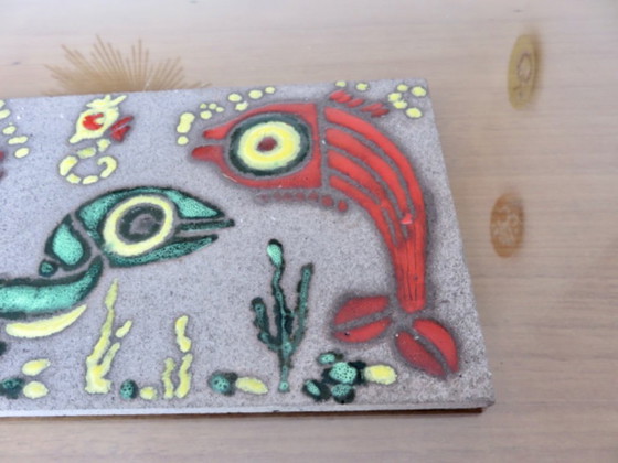 Image 1 of Plato de lava esmaltado modernista, 1970, Francia