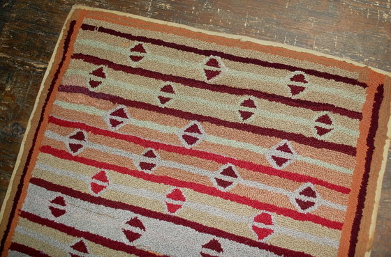 Image 1 of Alfombra antigua americana hecha a mano, de 97 cm x 161 cm (3,2' x 5,3'), década de 1890 - 1B506