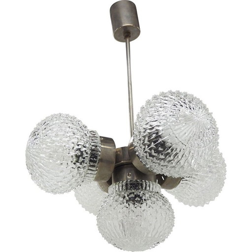 Lampadario in vetro vintage di Kamenicky Senov, Cecoslovacchia 1970