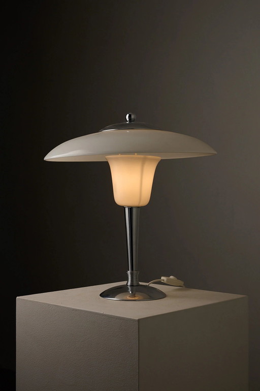 Art Deco Glas Pilz Tischlampe
