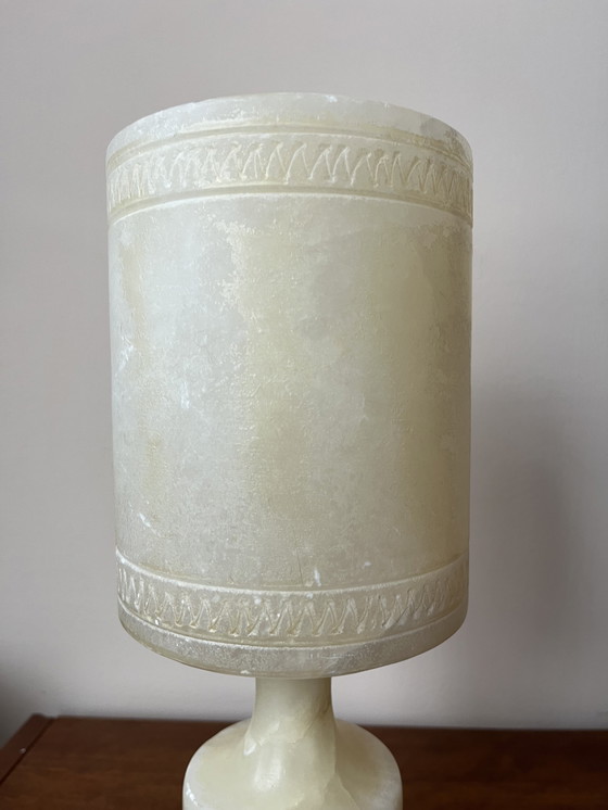 Image 1 of Lampe de table vintage en albâtre – design sculptural – années 1970