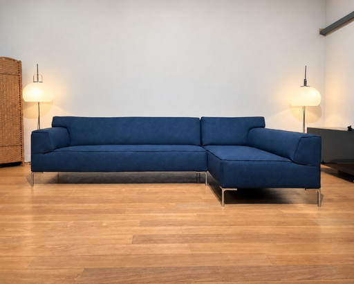 Canapé d'angle bleu Design on Stock Bloq, neuf et recouvert de tissu, sous garantie.